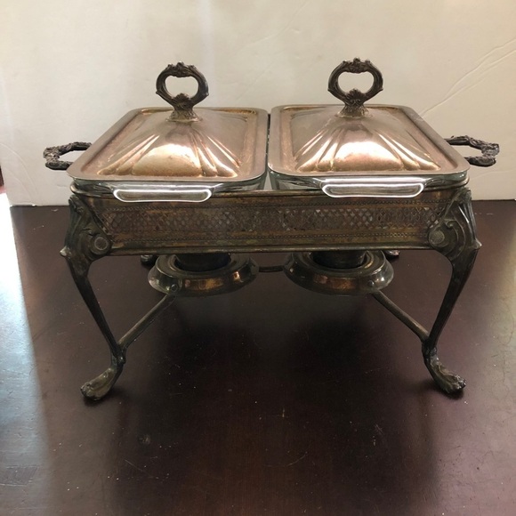 - Vintage Silver Double Serving Buffet. With FREE ITEMS. - Picture 1 of 10